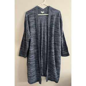 J. Jill Pure Jill long open front linen blend blue cardigan sweater size L